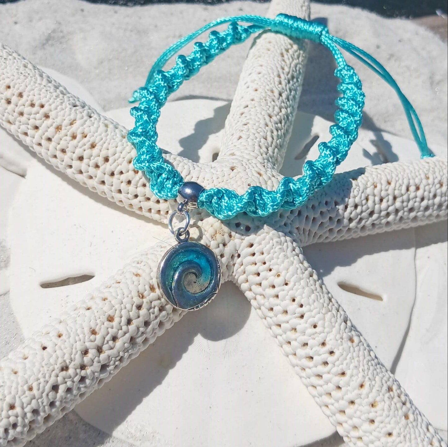 Bracelet - Teal Waxed Polyester Braided Cord Bracelet