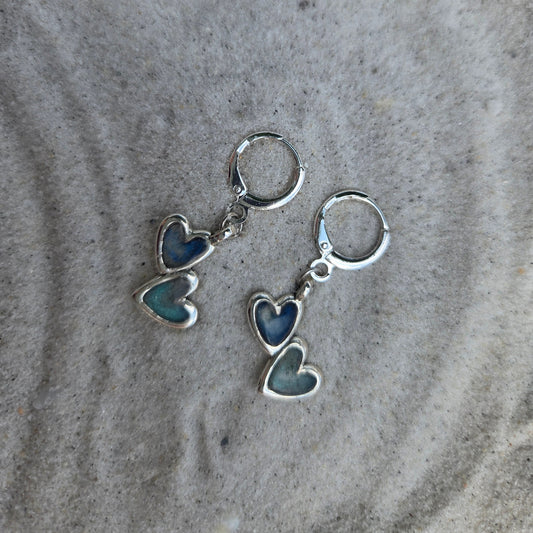 Double Heart Huggie Hoop Earrings