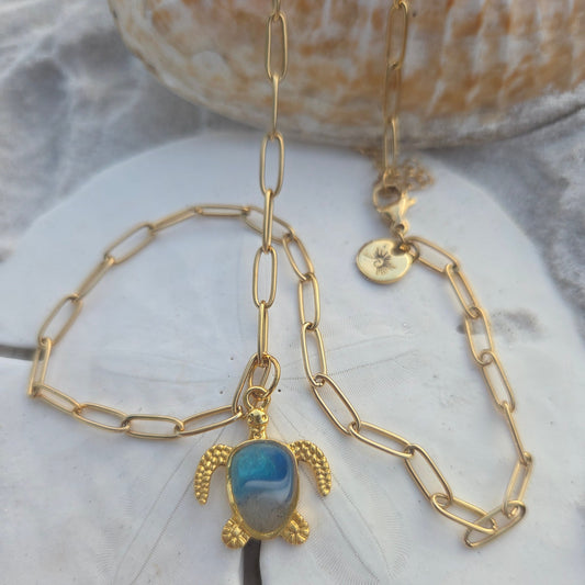 Turtle Necklace - Paperclip Chain