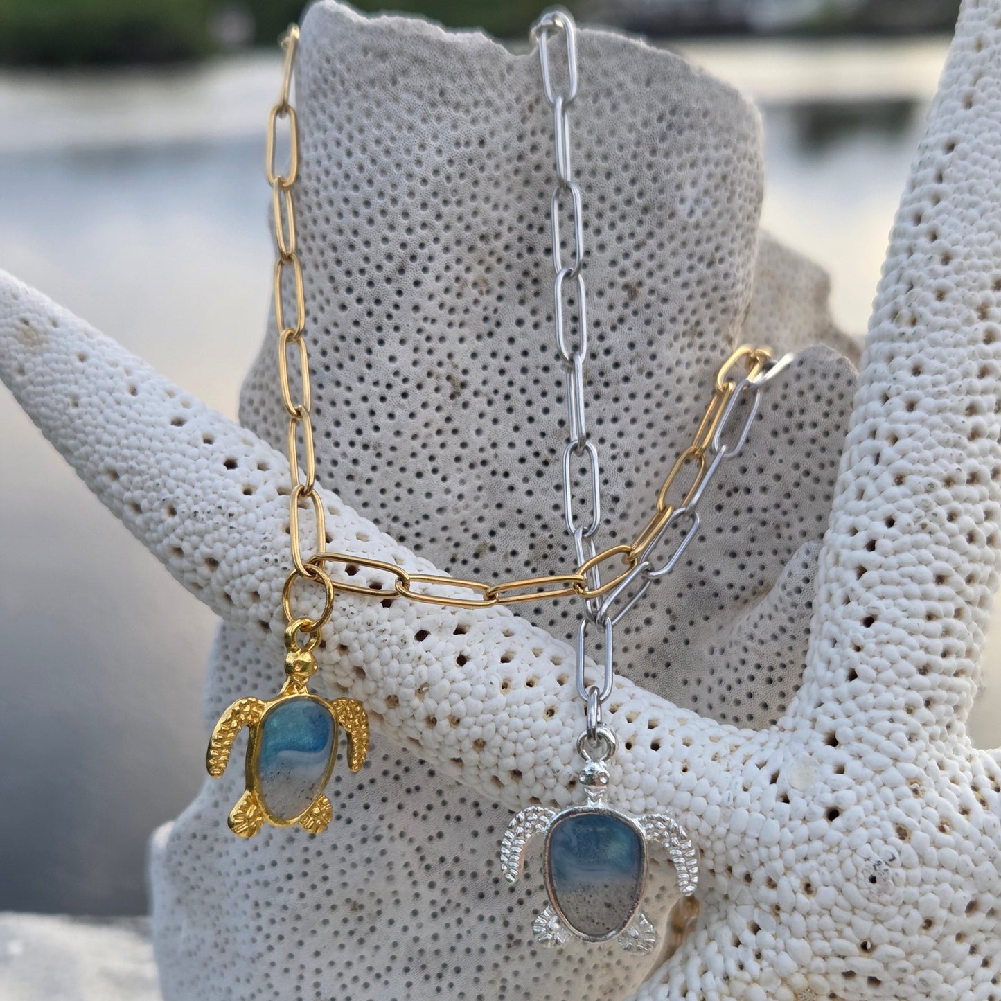Turtle paperclip necklace