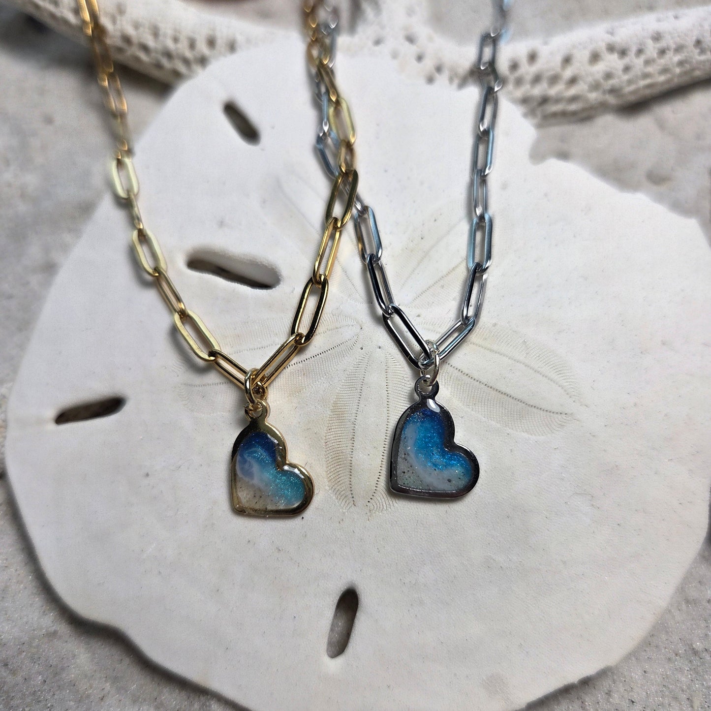 Heart Necklace - Paperclip Chain