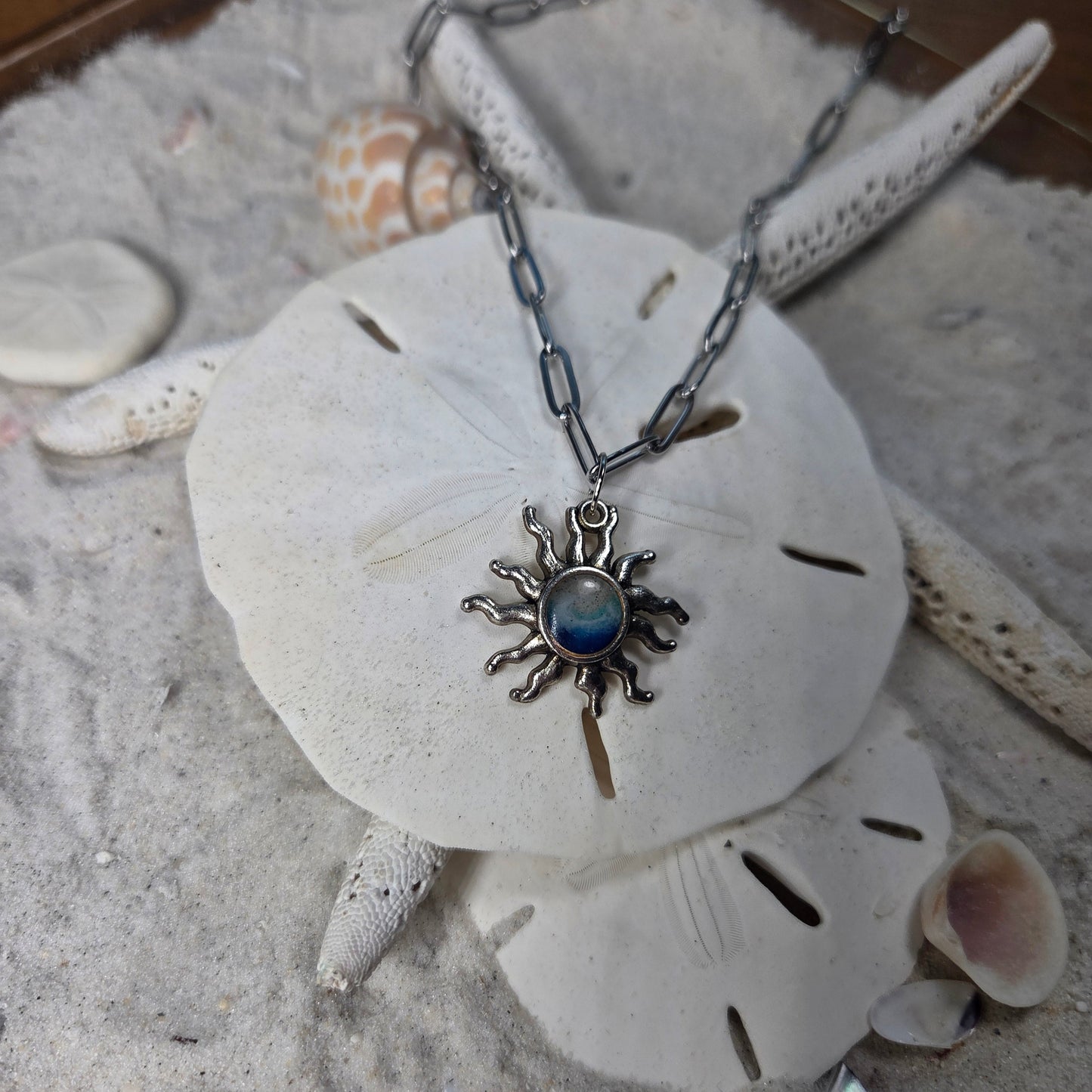 Sun Necklace - Paperclip Chain