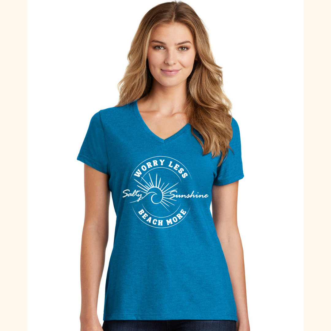 Ladies Vneck - Worry Less Beach More