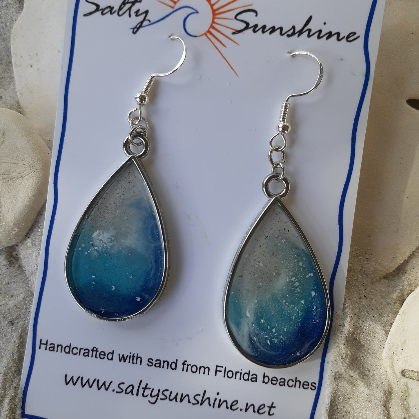 Earrings - Large beach sand teardrop