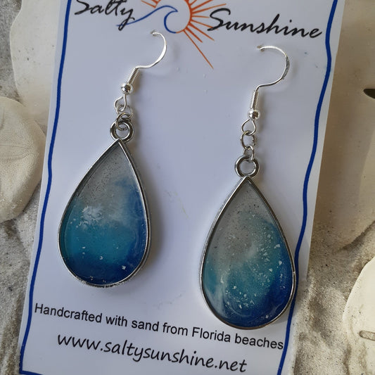 Large beach sand teardrop - Earrings