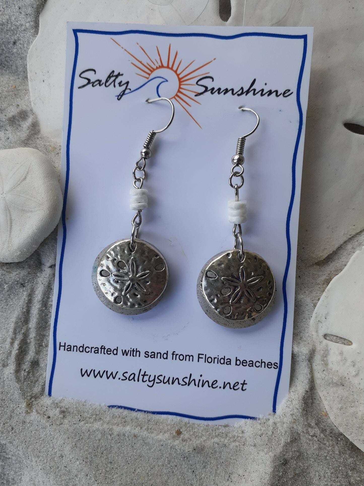 Sand Dollar beach sand earrings