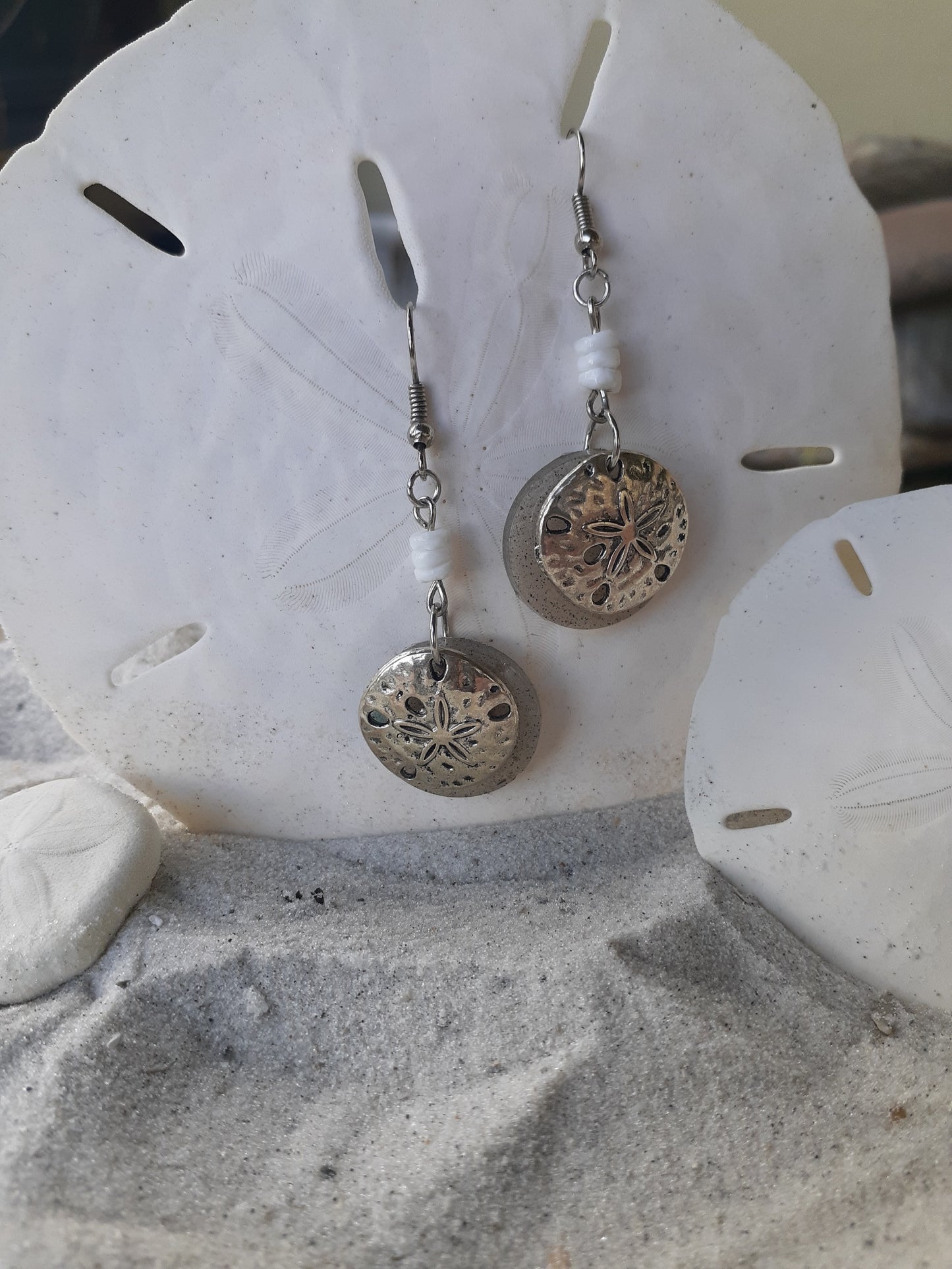 Sand Dollar beach sand earrings