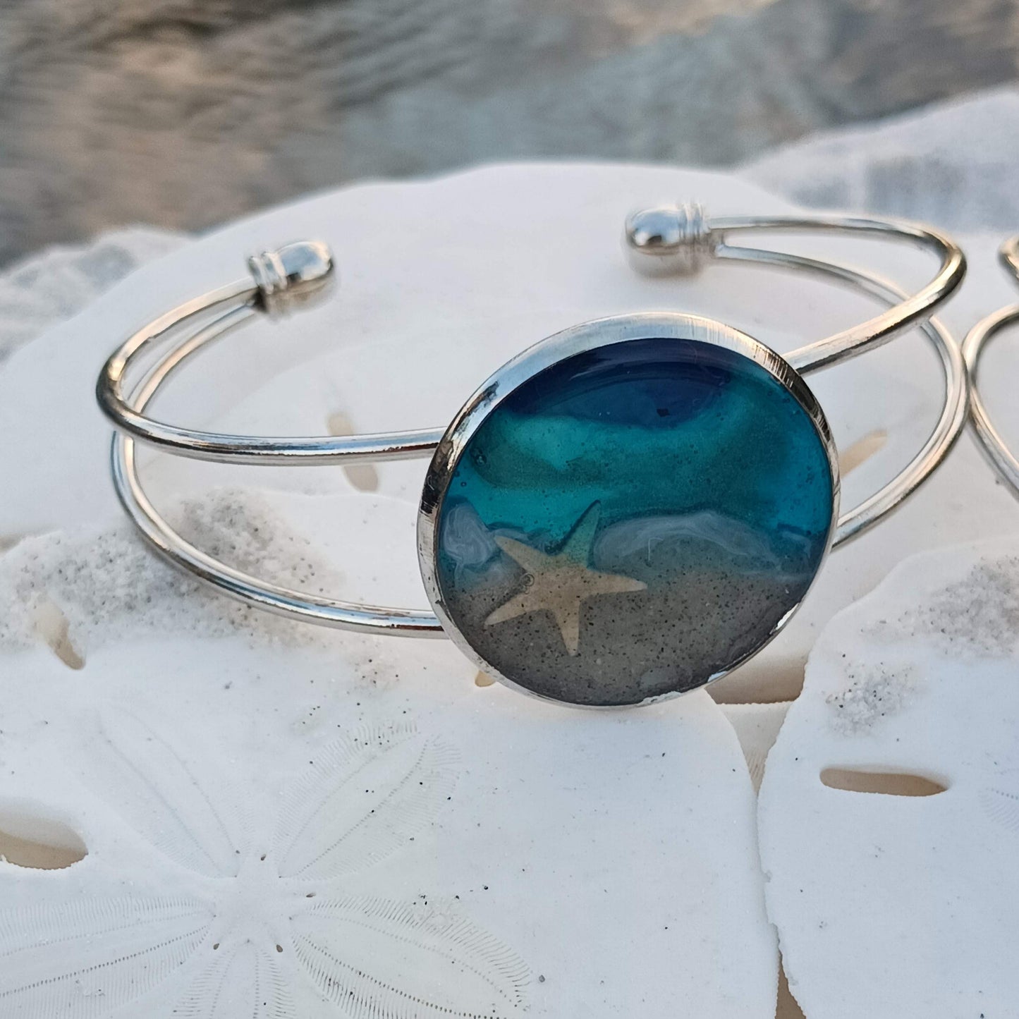 Cuff Bracelet - Florida beach sand Bracelet with shells