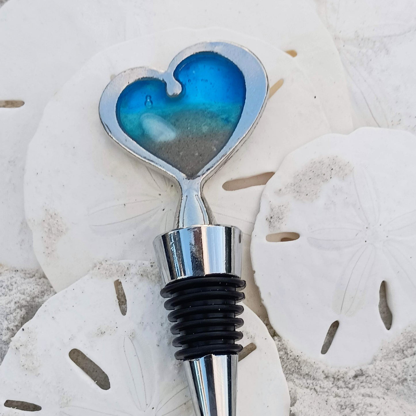 Florida Beach Sand Heart Wine Stopper