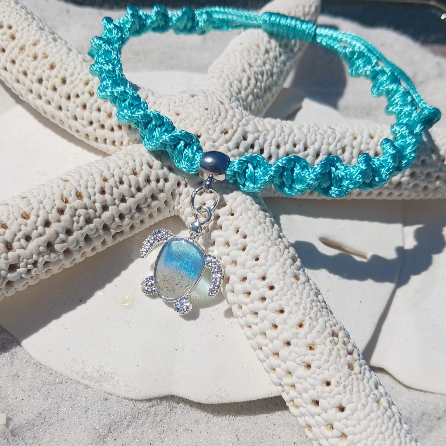 Bracelet - Teal Waxed Polyester Braided Cord Bracelet