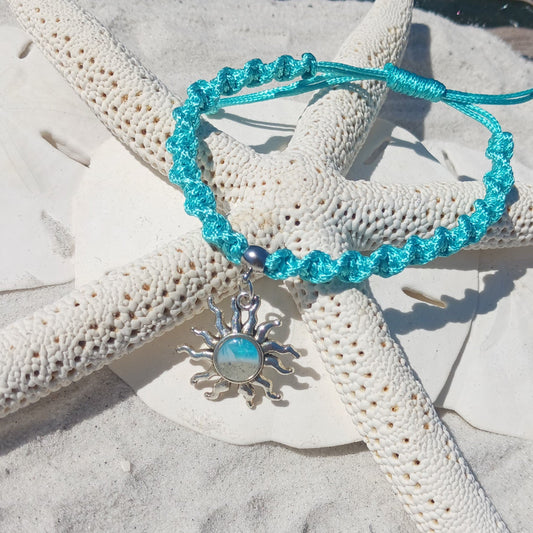 Bracelet - Teal Waxed Polyester Braided Cord Bracelet