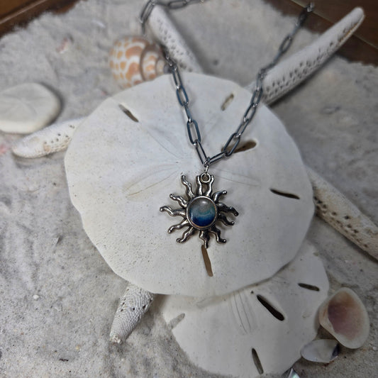 Sun Necklace - Paperclip Chain