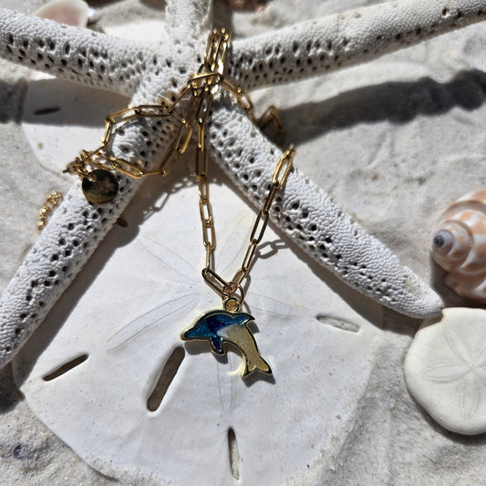 Dolphin Necklace - Paperclip Chain