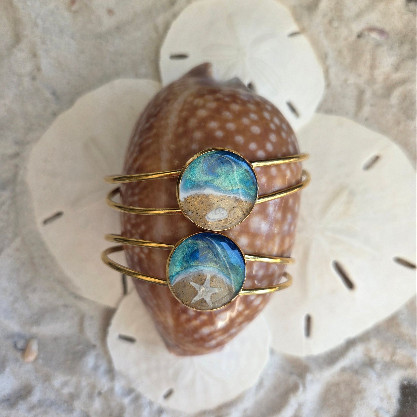 Cuff Bracelet - Florida beach sand Bracelet with shells