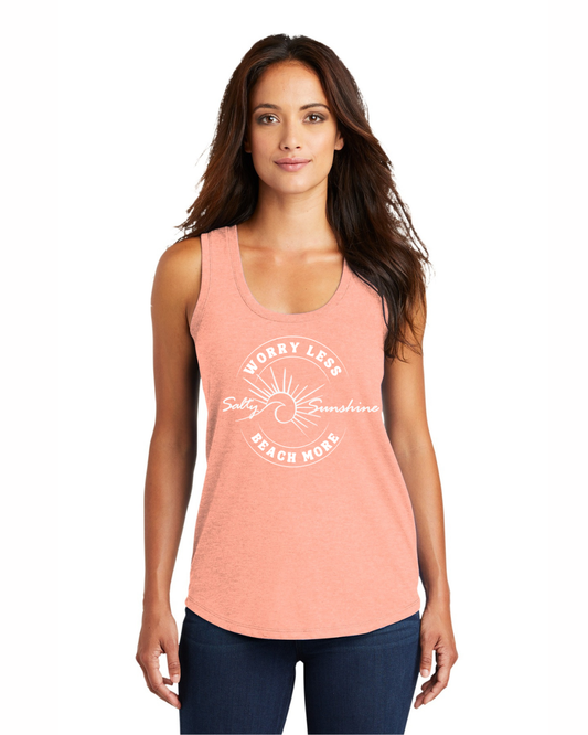 Tank - White logo Worry Less Beach More