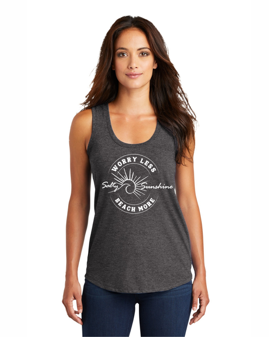 Tank - White logo Worry Less Beach More