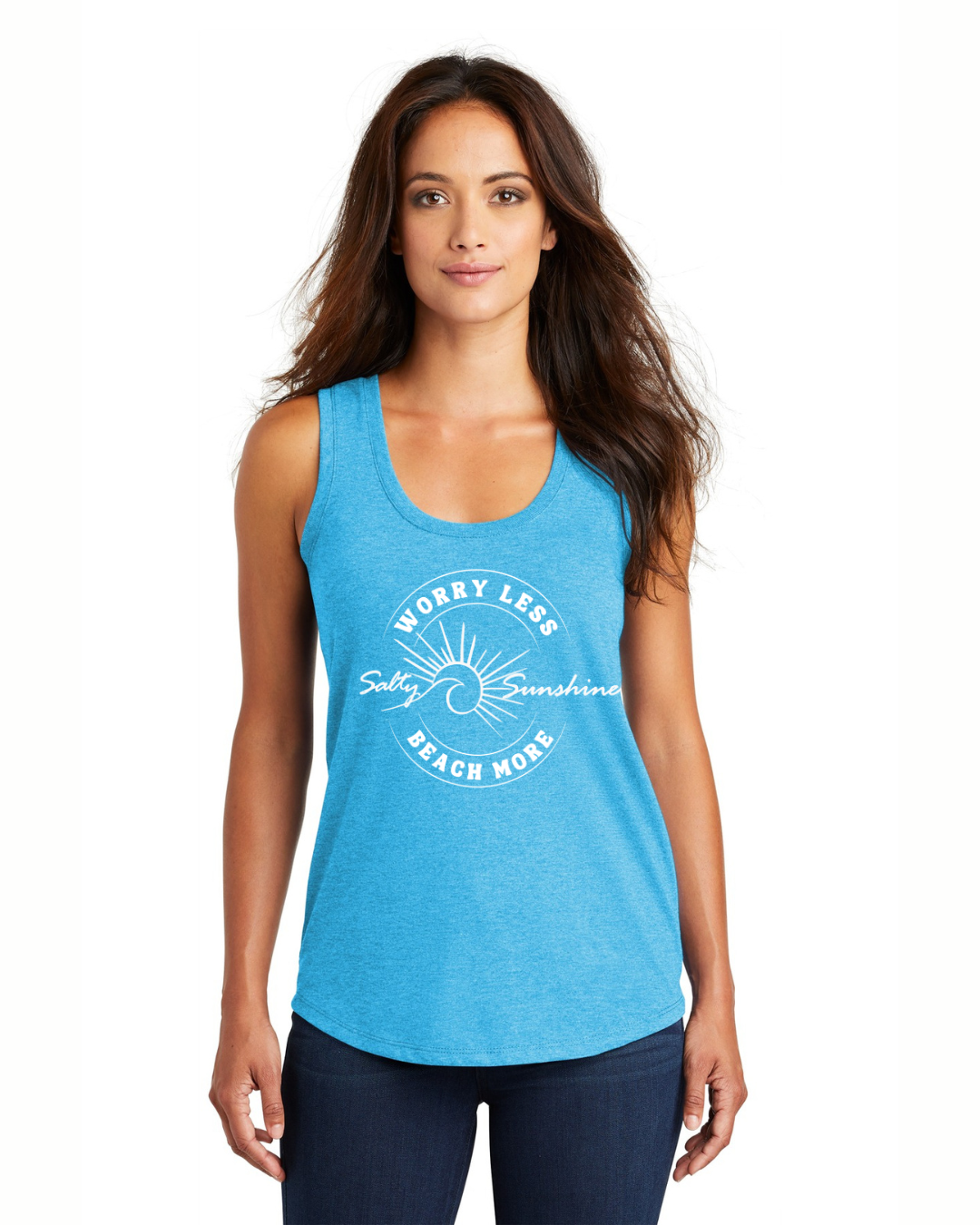 Tank - White logo Worry Less Beach More