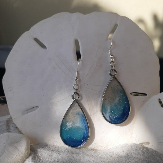 Earrings - Large beach sand teardrop