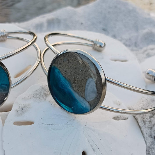 Cuff Bracelet - Florida beach sand Bracelet with shells