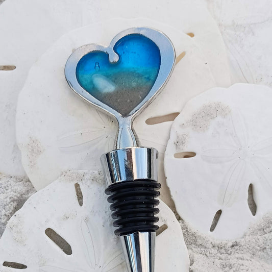 Florida Beach Sand Heart Wine Stopper